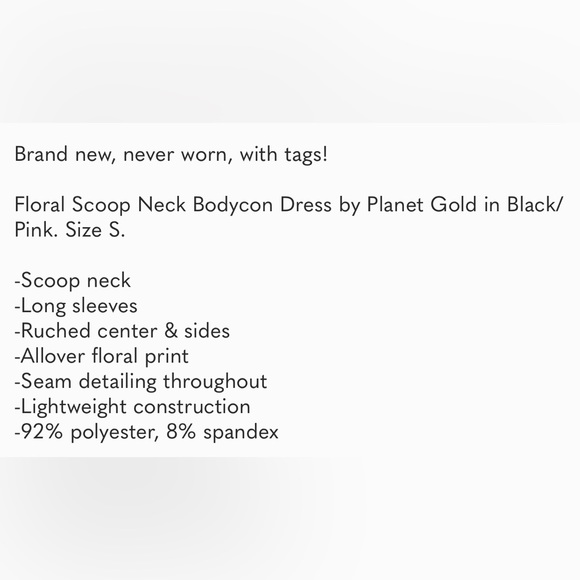 Planet Gold | NWT Floral Scoop Neck Bodycon Dress - Picture 3 of 10